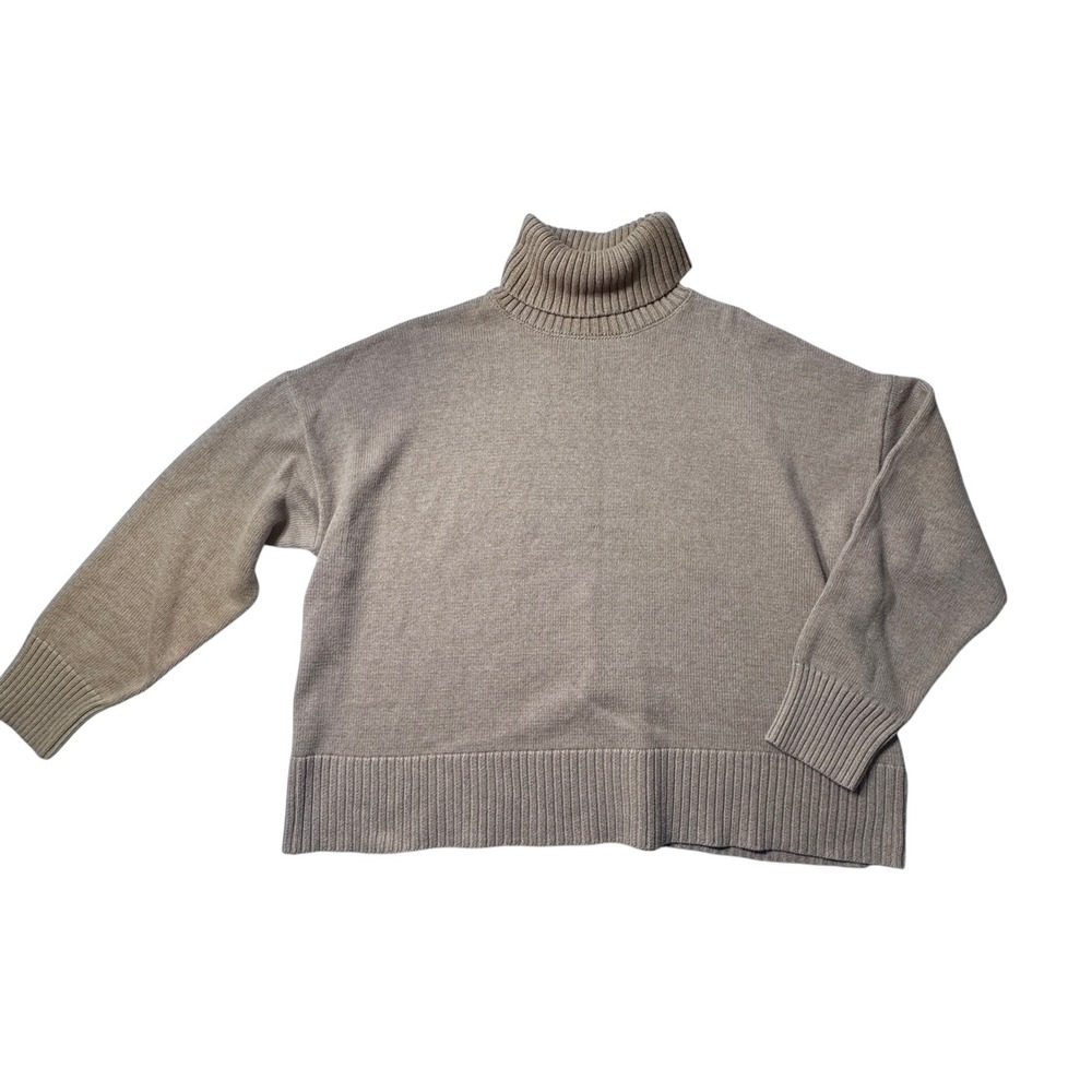 Gap Turtleneck Sweater Womens XXL Tan Oversized Ribbed Knit Minimalist 757837